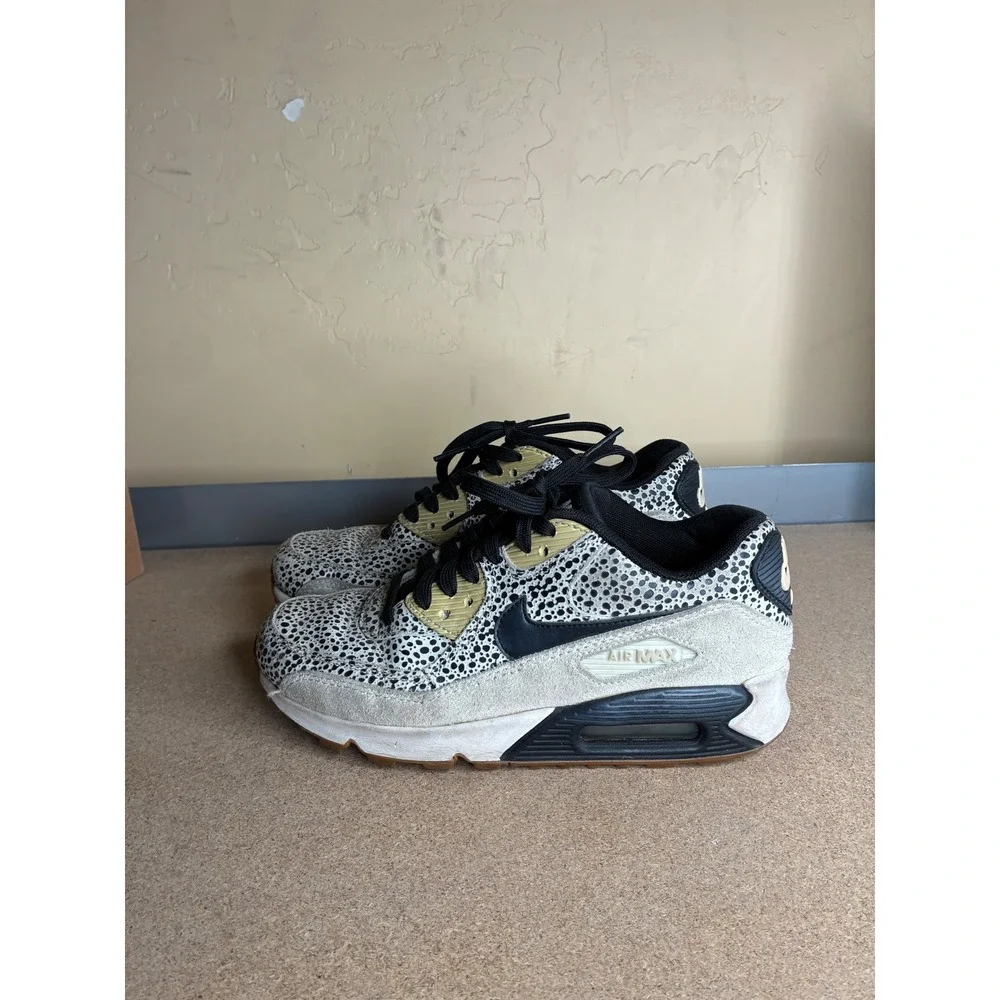 Nike Air Max 90 Premium Safari Black Bonsai 443817-102 Womens 6.5 Running Shoes
